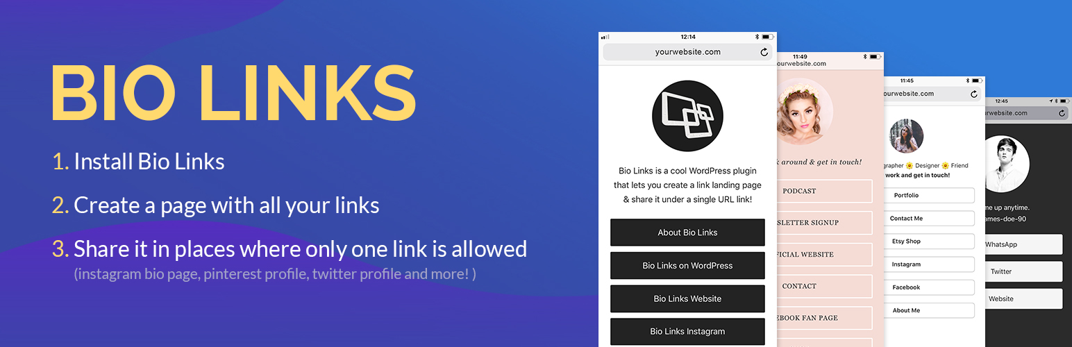 WordPress 外掛 Bio Links 的封面圖片。
