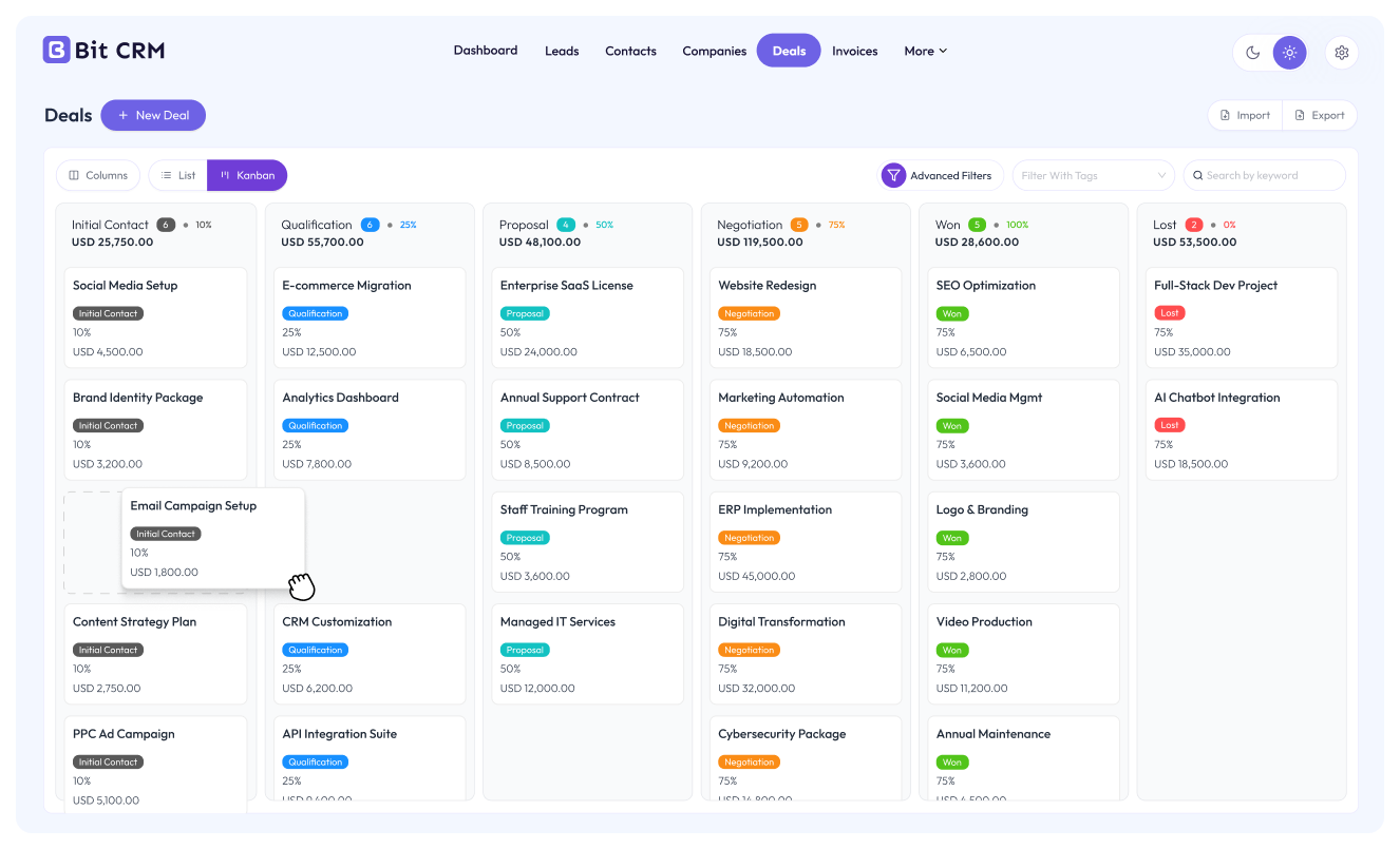 Bit CRM: Leads, Contacts, Deals &amp; Invoices