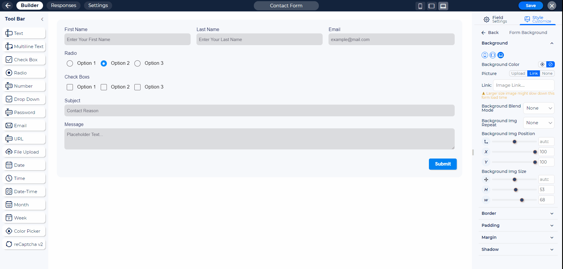 Customize form style with built-in style editor