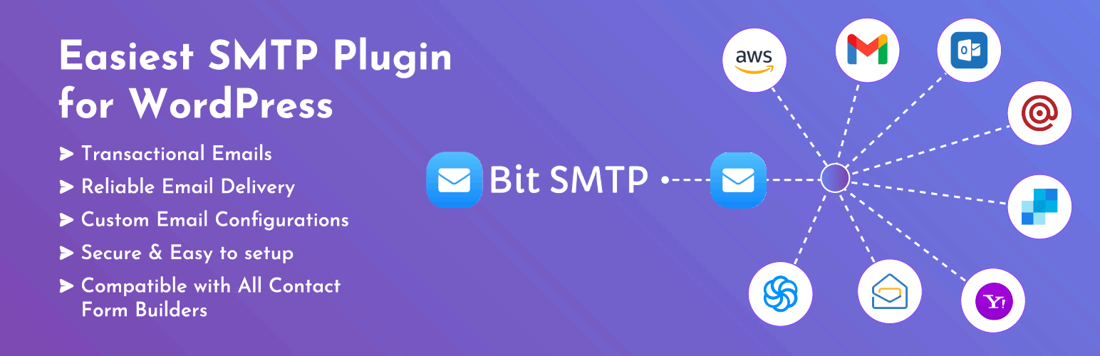 WordPress 外掛 SMTP – 100% Free & Open Source SMTP plugin for WordPress – Bit SMTP 的封面圖片。