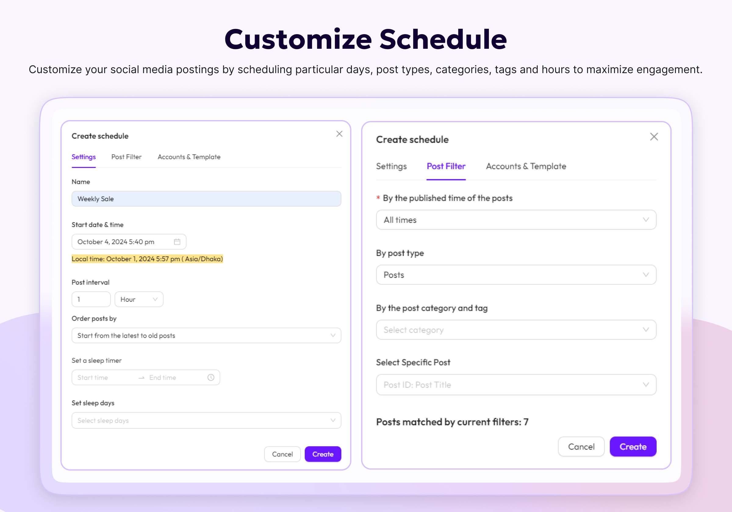 Customize Schedule