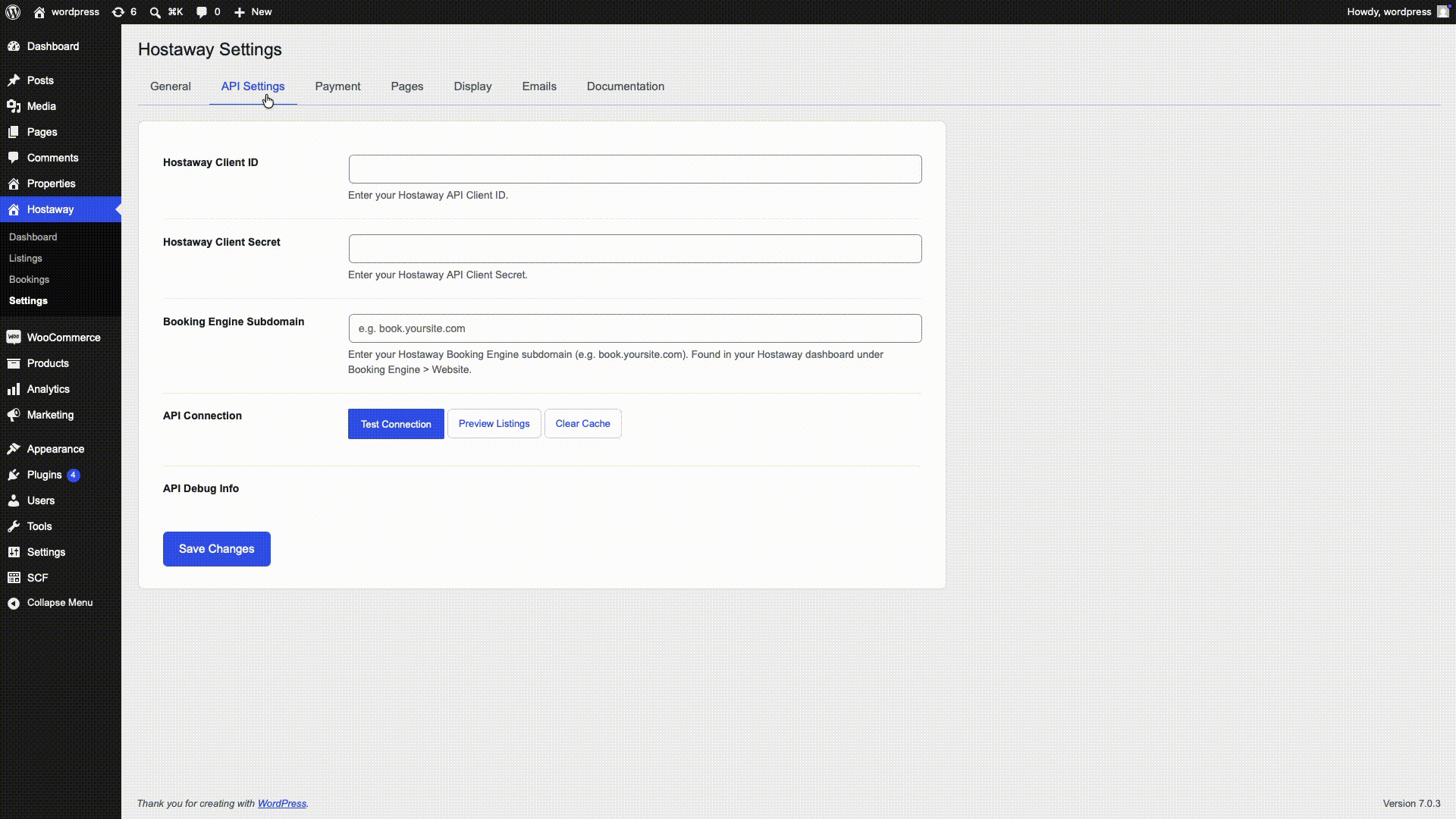Hostaway API configuration.