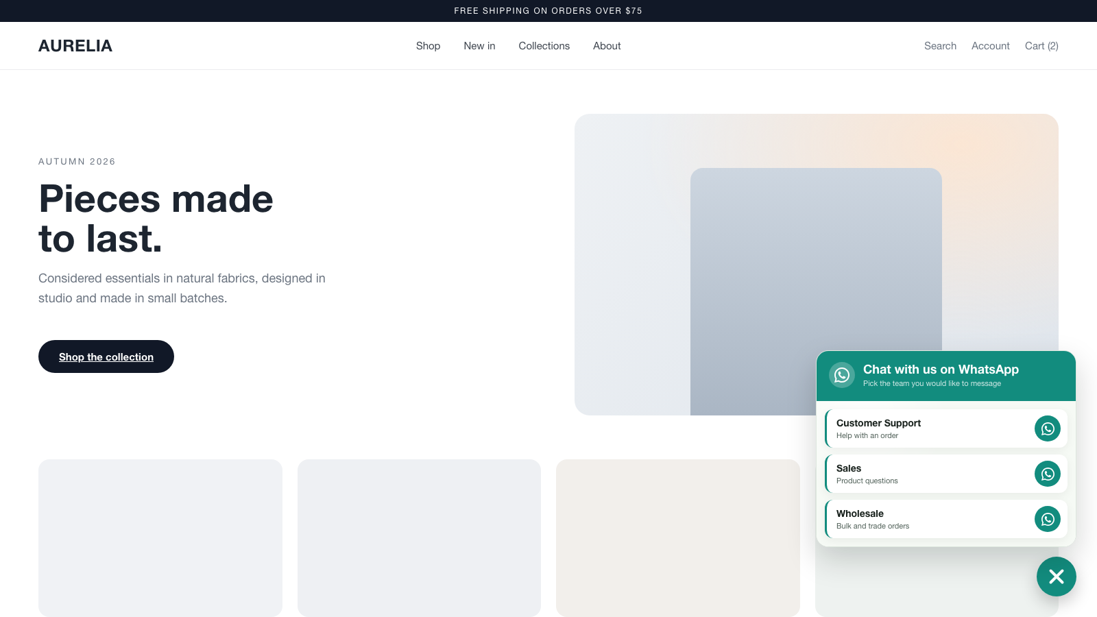 The contact picker popup with multiple numbers and a business-hours status.