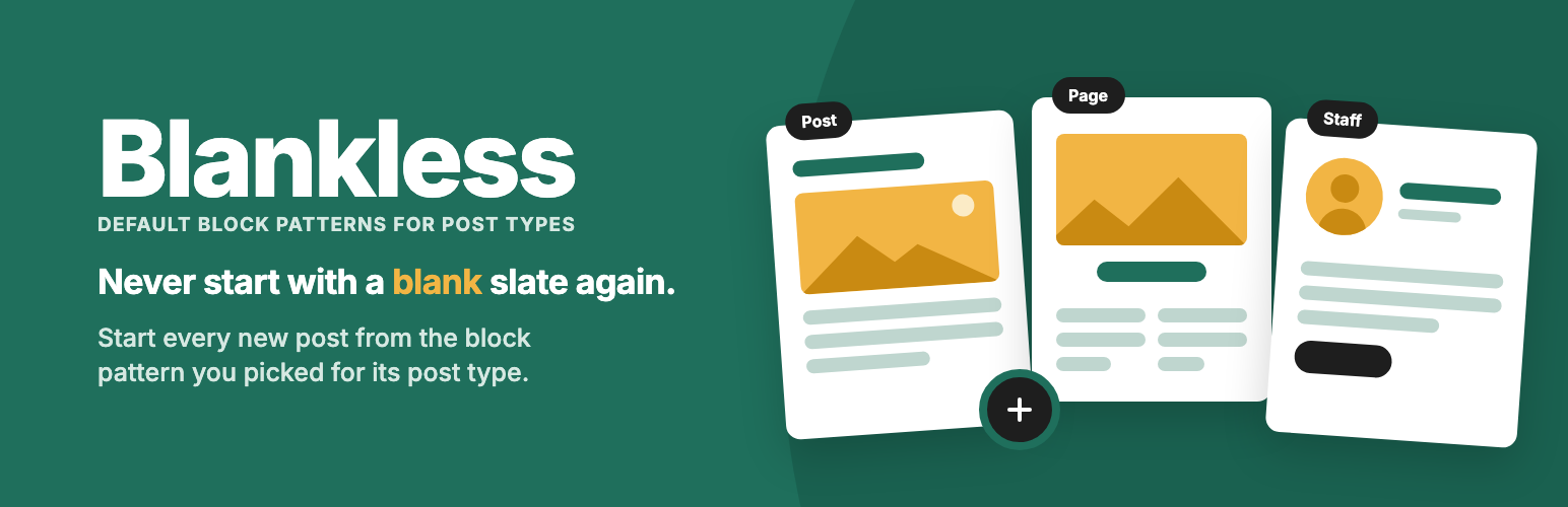 WordPress 外掛 Blankless – Default Block Patterns for Post Types 的封面圖片
