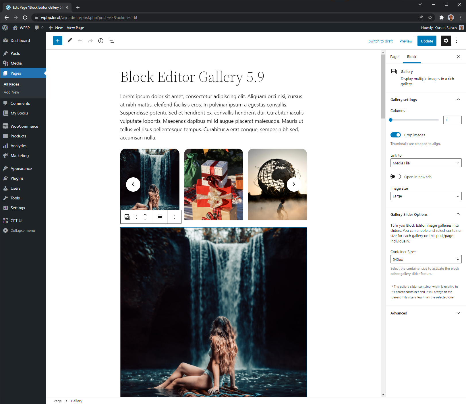 Block Editor Gallery Slider