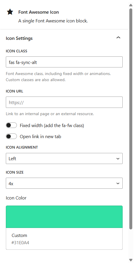 Icon settings