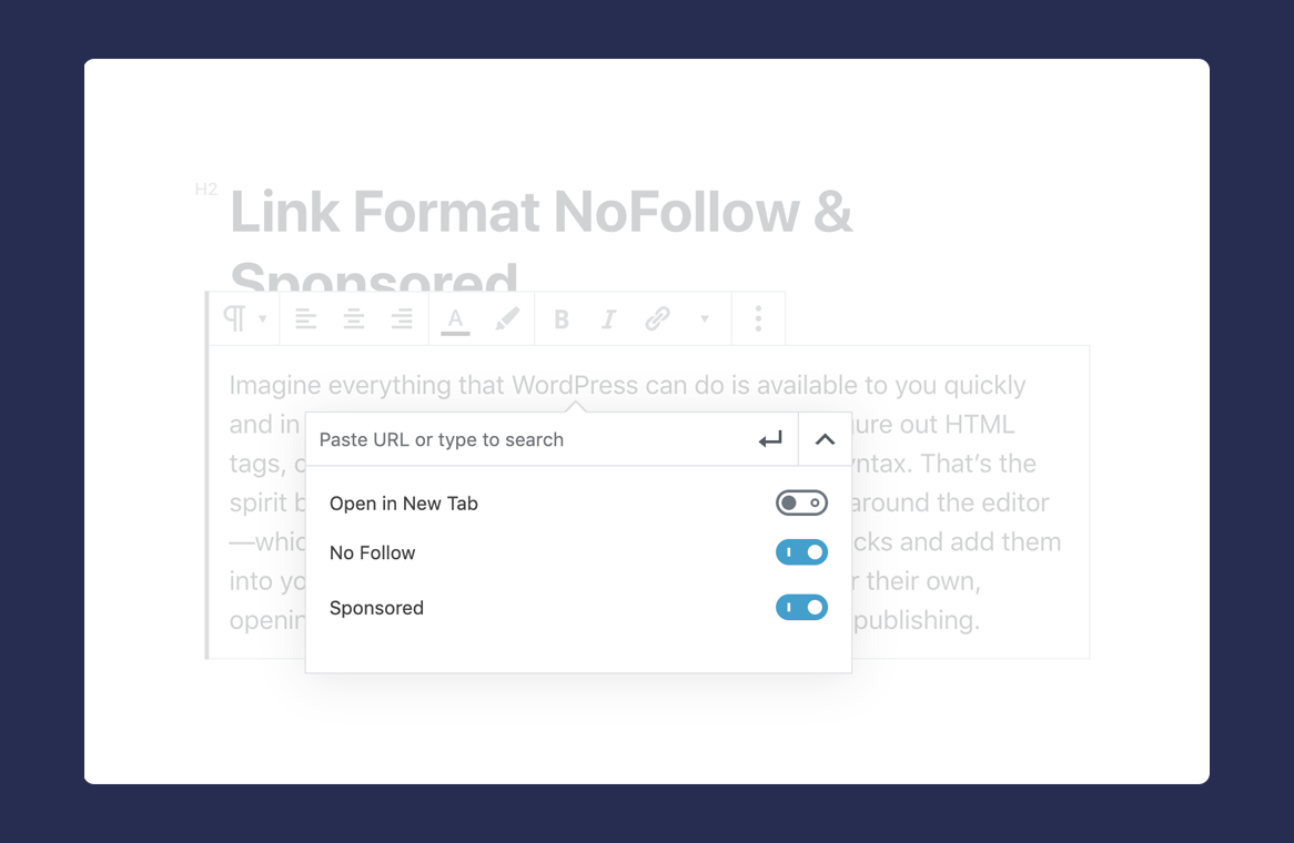 Link rel attributes nofollow and sponsored option