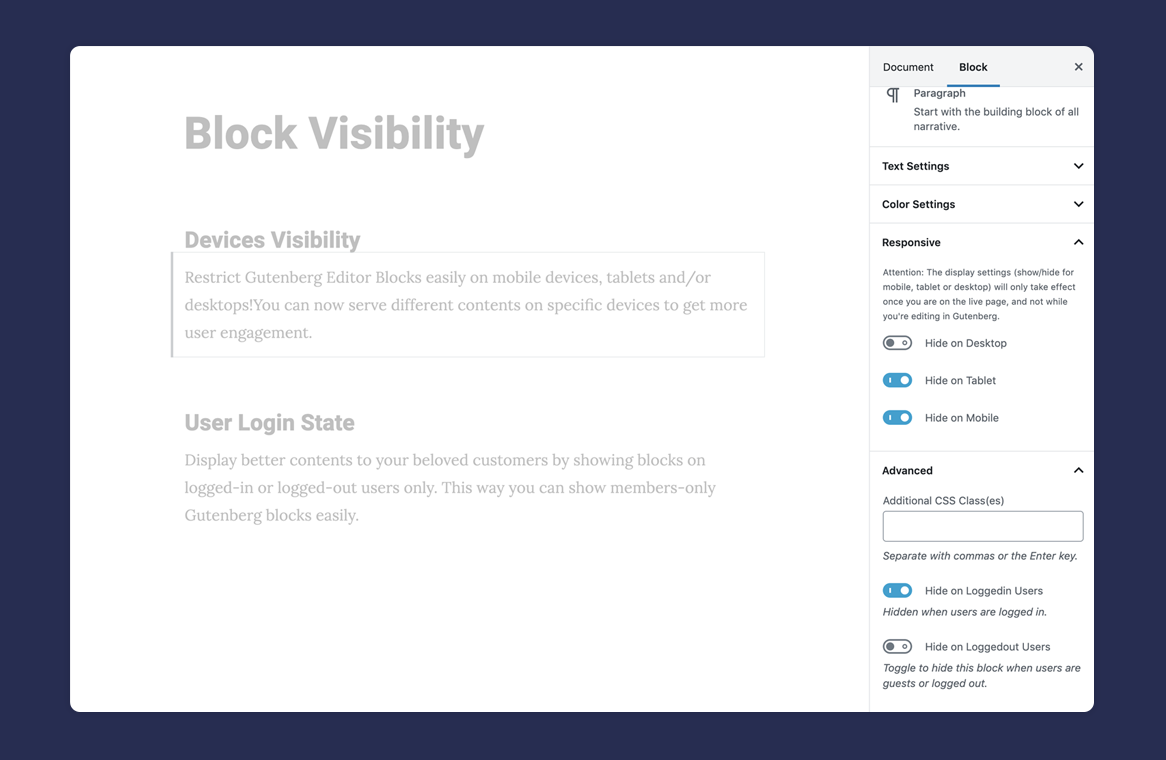 Responsive and User Logged-in State Visibility