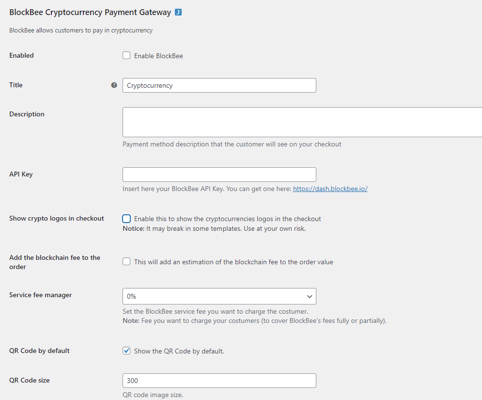 The settings panel used to configure the gateway