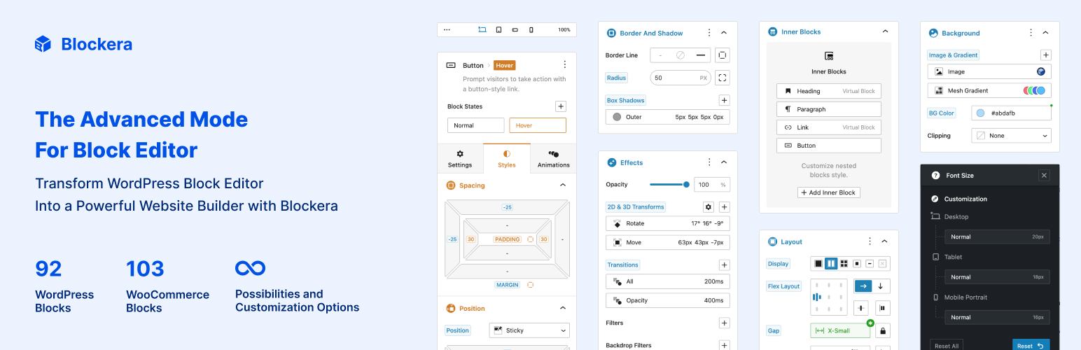 WordPress 外掛 Blockera Site Builder – Responsive Blocks, Block States, and everything Gutenberg is missing 的封面圖片。