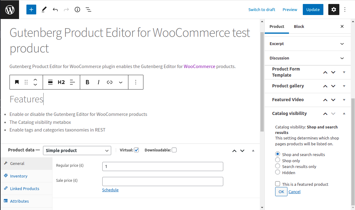 Blocks Product Editor for WooCommerce