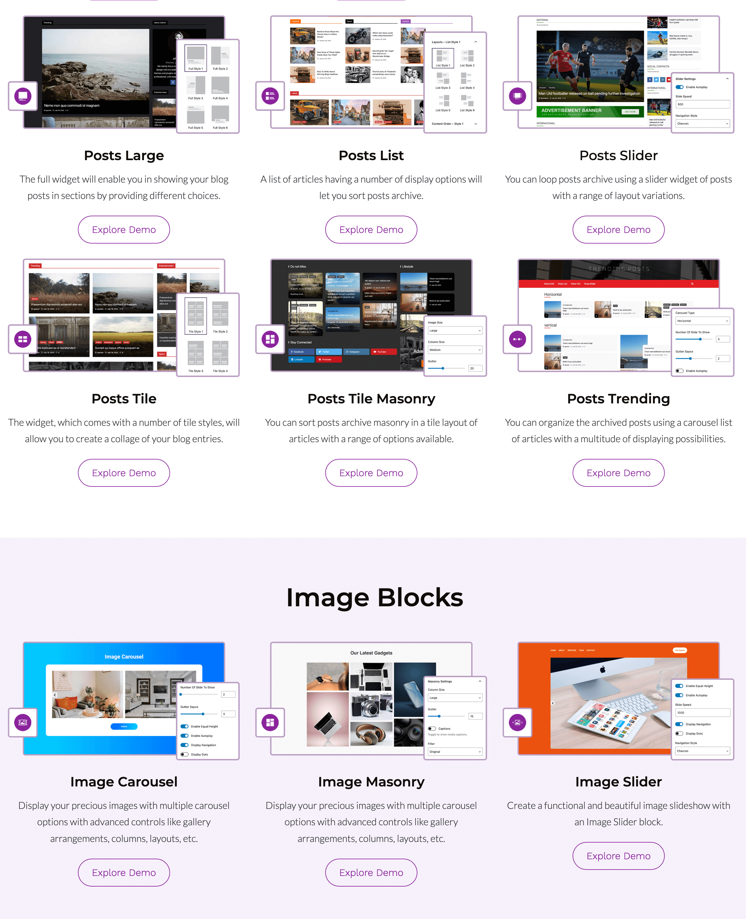 Post Blocks - Trending Posts, Large Post Grid, Post Slider, Post Tile, Image Blocks,