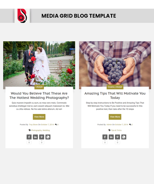 Blog Designer with 'Media Grid' Blog Template Layout