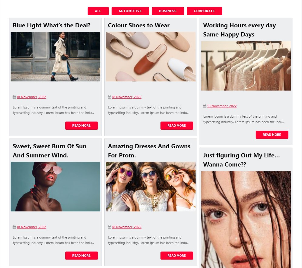 Blog Filter &#8211; Advanced Post Filtering with Categories Or Tags, Post Portfolio Gallery, Blog Design Template, Blog Post Layout