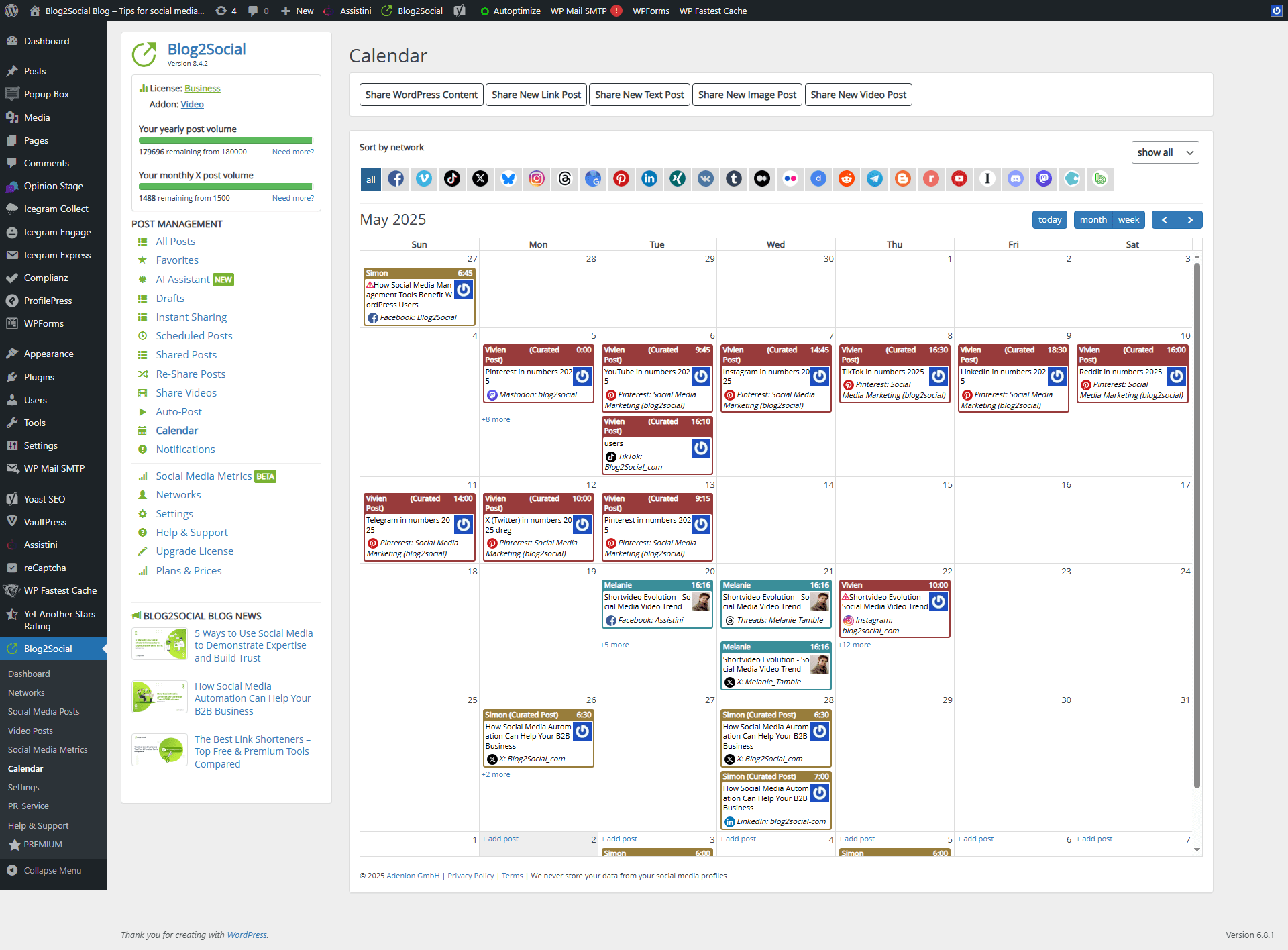 Keep track of your shared posts and scheduling plan with the Social Media Calendar.
