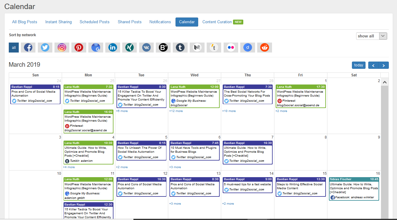 Keep track of your shared posts and scheduling plan with the Social Media Calendar.