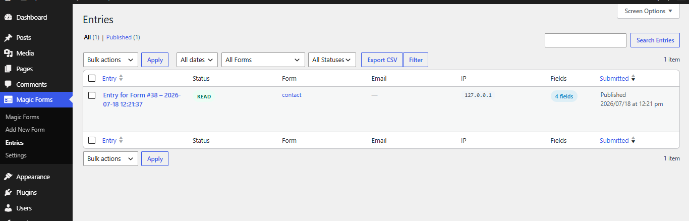 Global plugin settings for CAPTCHA, spam protection, and data handling.