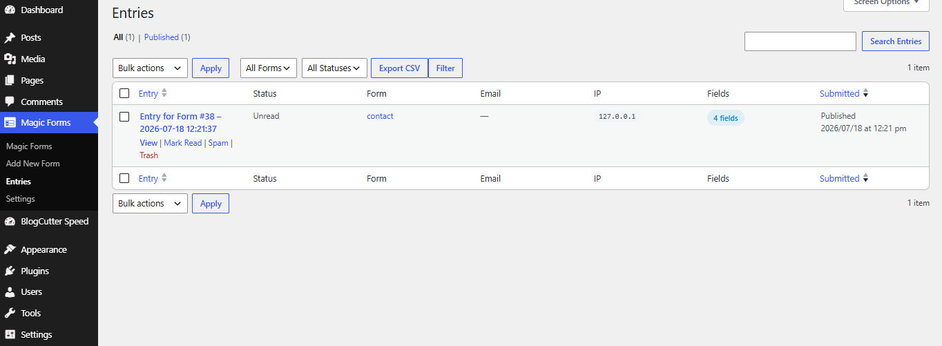 Frontend form with modern fields, clear labels, required indicators, and validation support.
