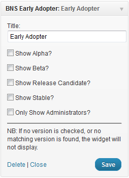 Default widget options panel