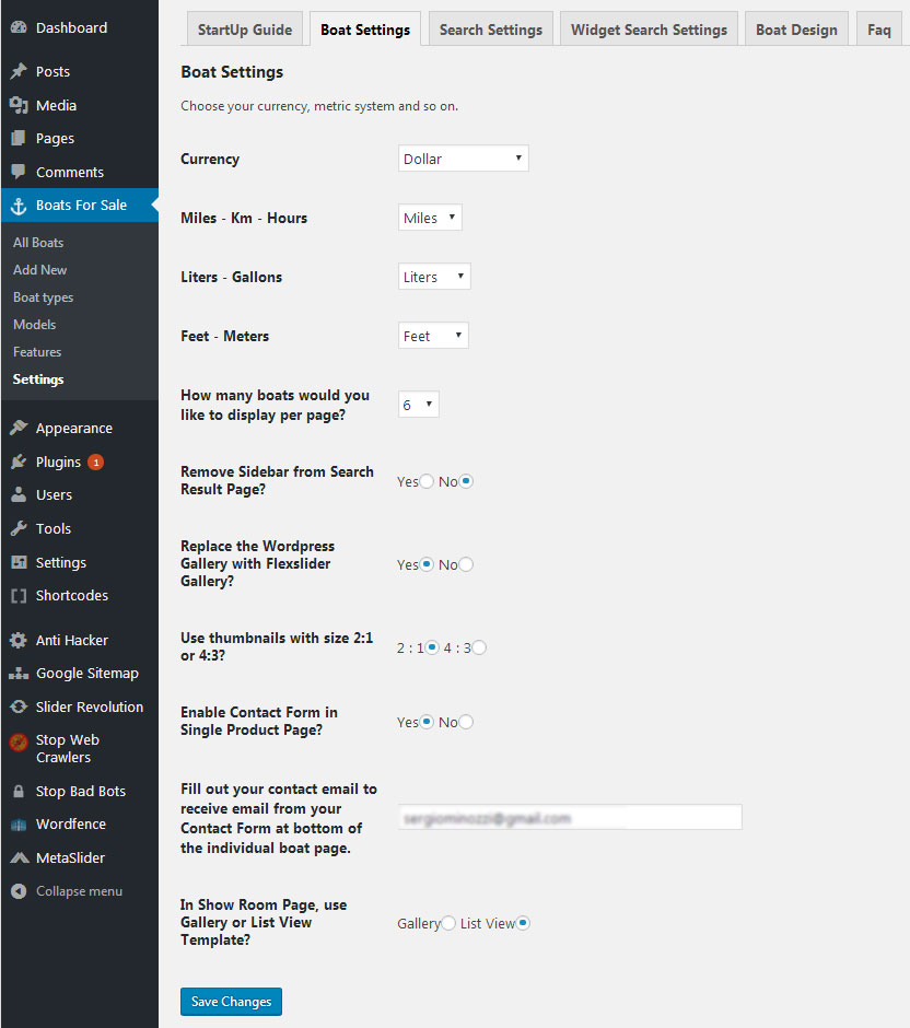 Settings Page