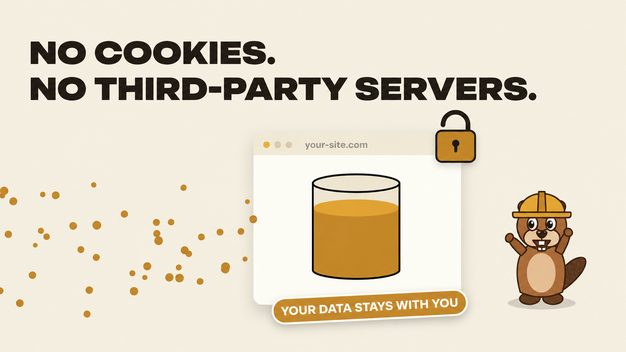 No cookies, the data stays in your database.