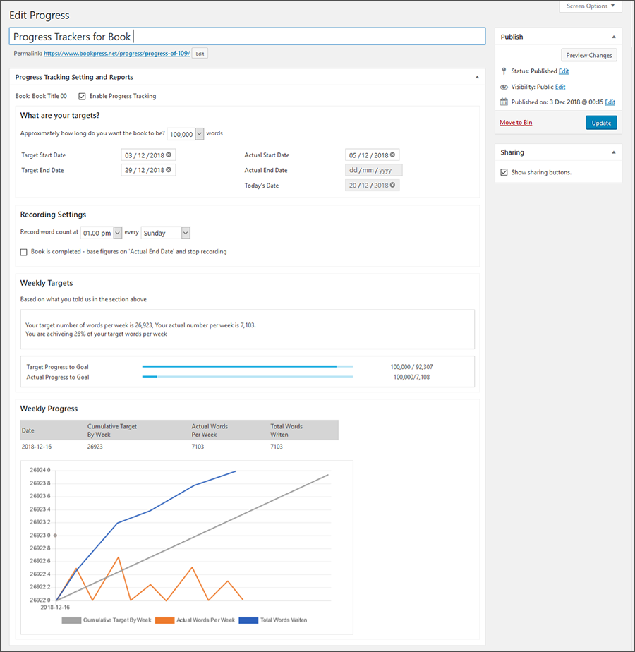 Targets and progress tracking (Premium Version