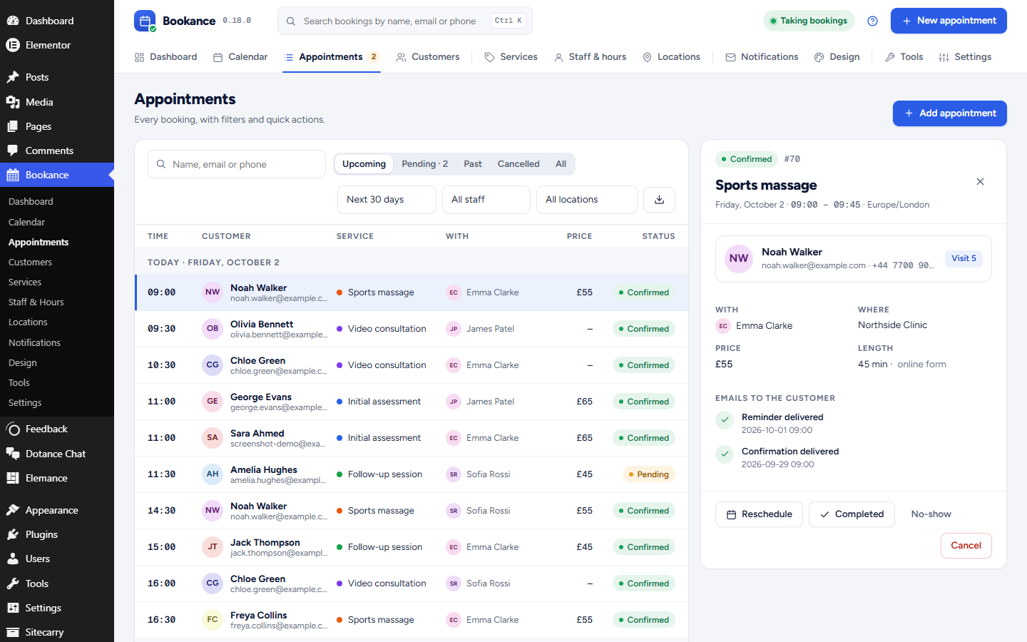 Bookance Appointment Booking – Booking Calendar, Staff Scheduling &amp; Email Reminders