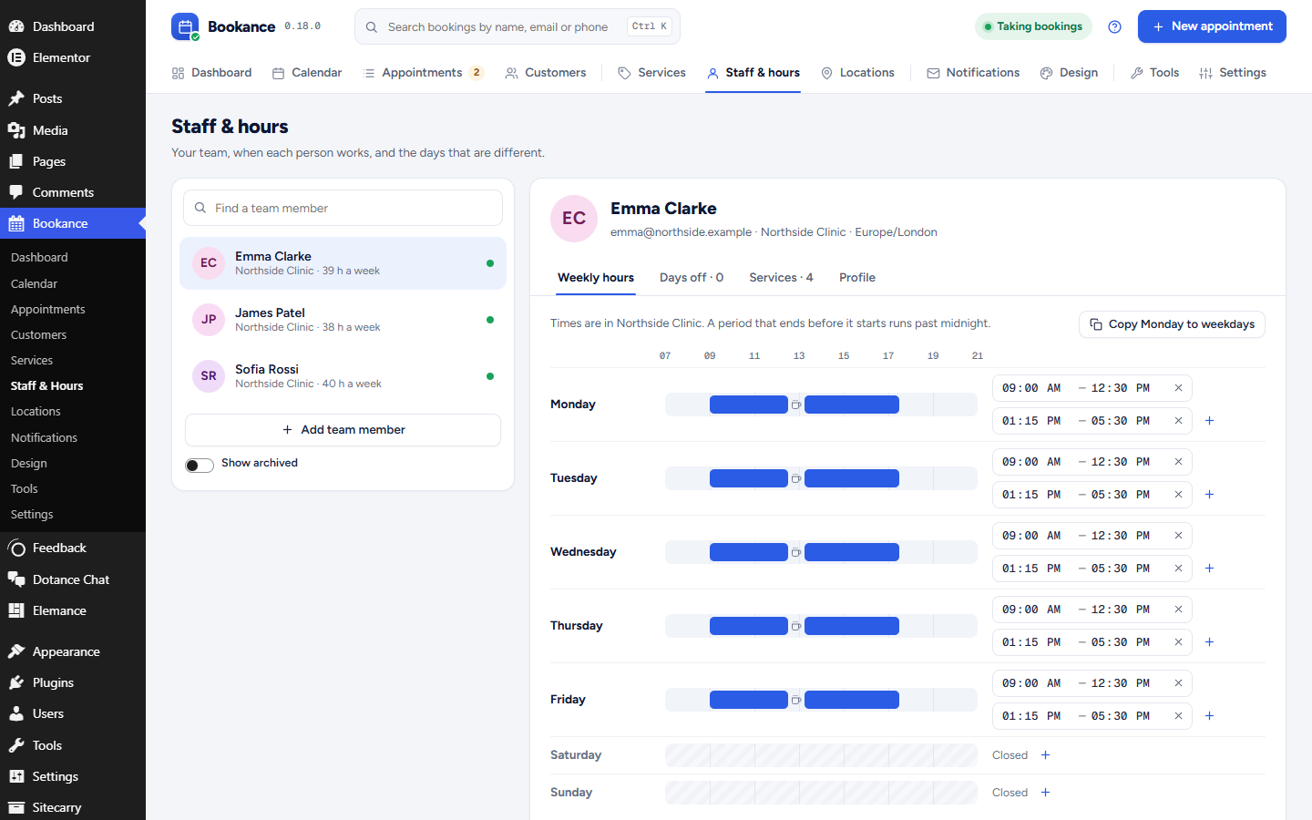 Bookance Appointment Booking – Booking Calendar, Staff Scheduling &amp; Email Reminders