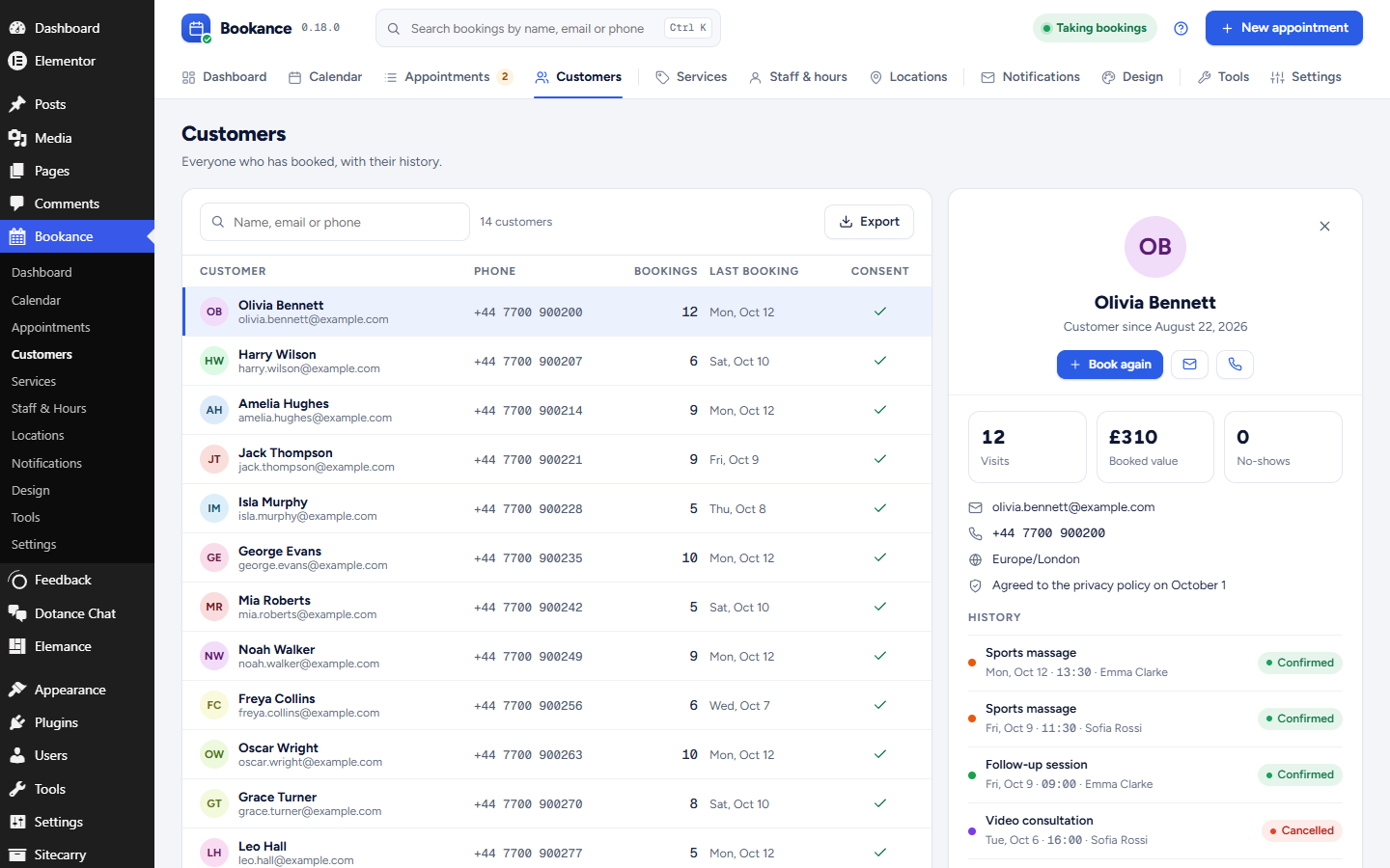 Bookance Appointment Booking – Booking Calendar, Staff Scheduling &amp; Email Reminders