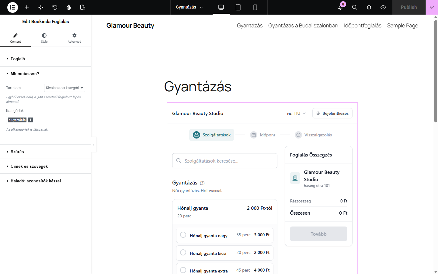 Elementor widget with the same lists and options, and a live preview.