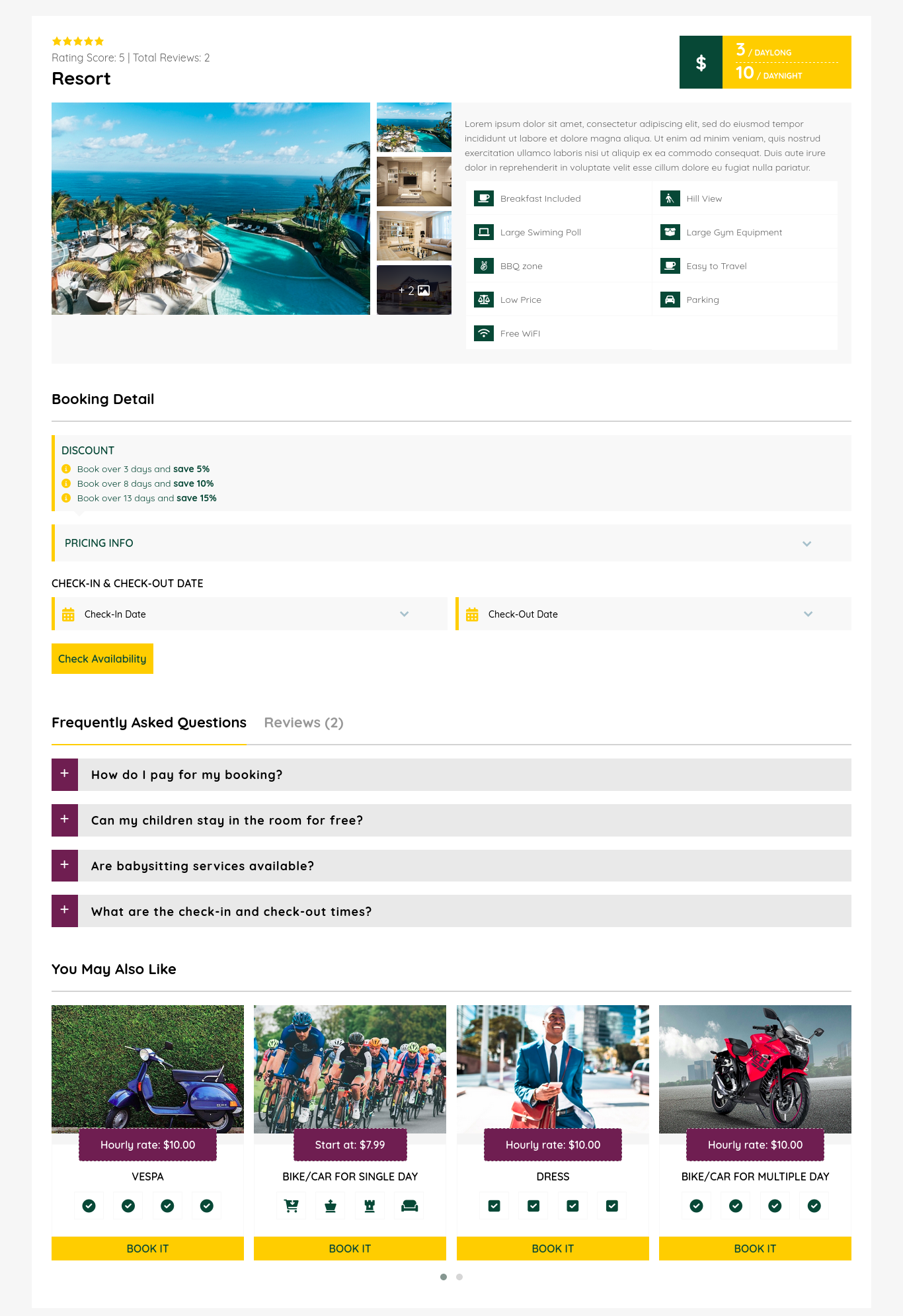 Rental and Booking Manager for Bike, Car, Dress, Resort with WooCommerce Integration – WpRently | WordPress plugin