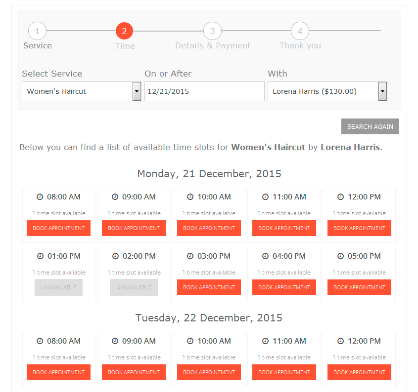 BOOKING STEP 2