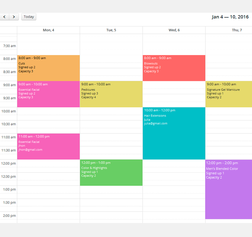 ADVANCED BOOKING CALENDAR