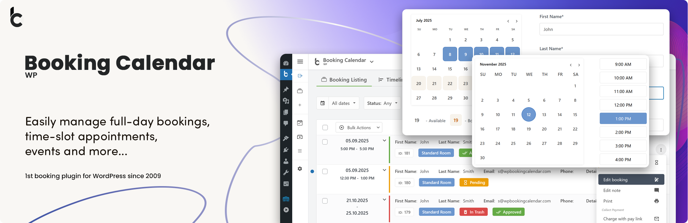 Booking Calendar WordPress 插件