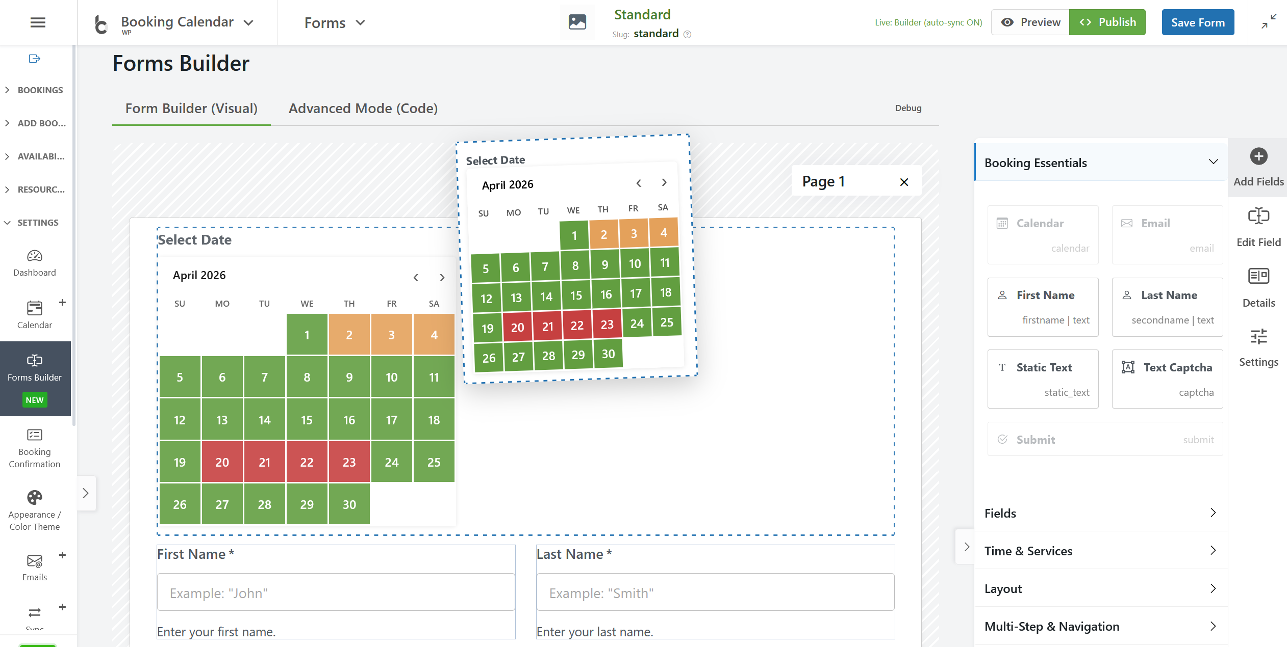 Drag-and-Drop Booking Form Builder: Create and arrange booking forms visually without editing form code or complex shortcodes.