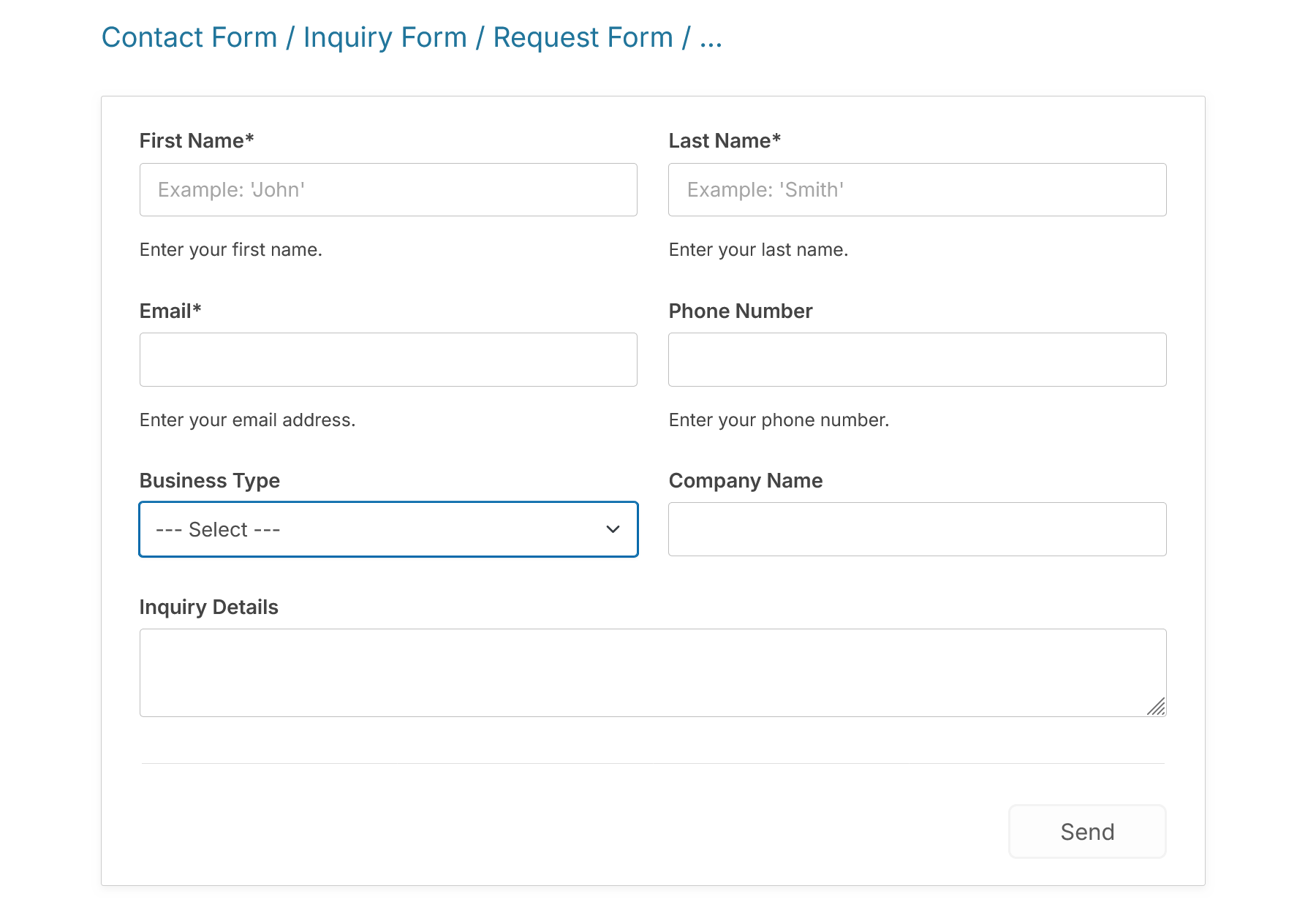 <strong>Contact Form</strong>. Easy to create <strong>contact form</strong>, <strong>request forms</strong>, <strong>inquiry forms</strong> ... where the calendar is optional.