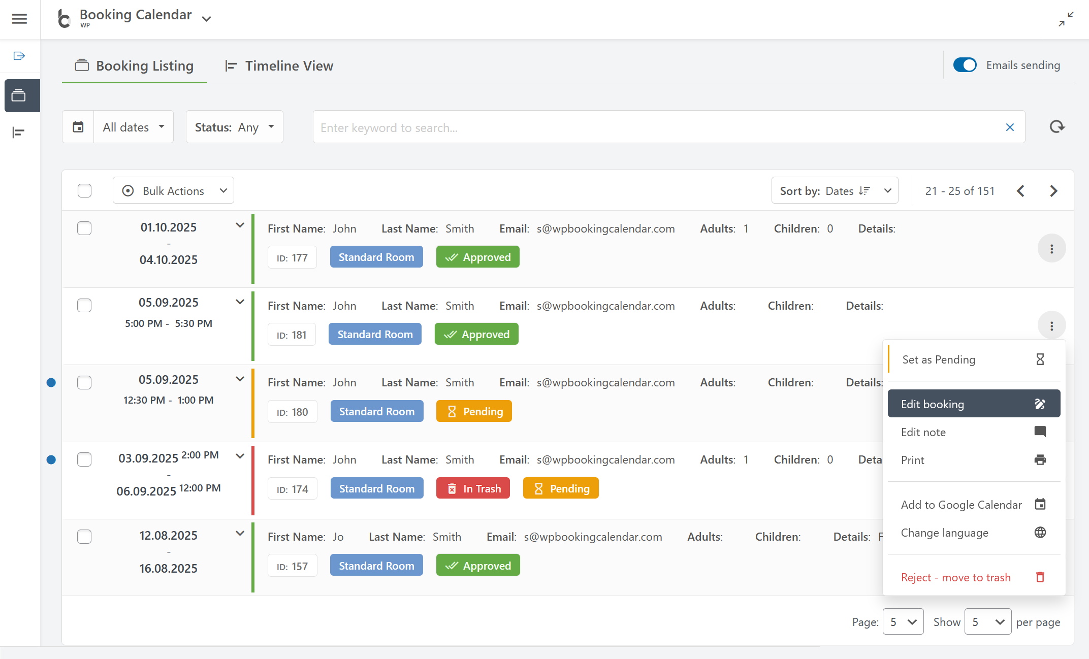 Booking Management: Search, filter, review, approve, and manage all your bookings from one clear administration screen.