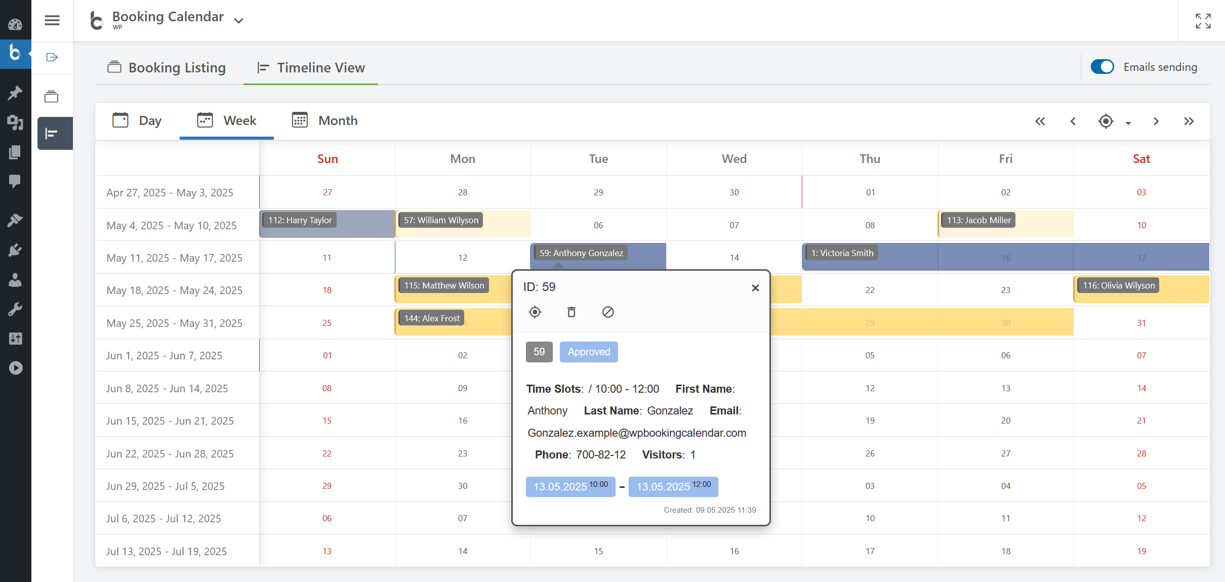 Timeline View: See your bookings and schedule at a glance in a clear calendar timeline.