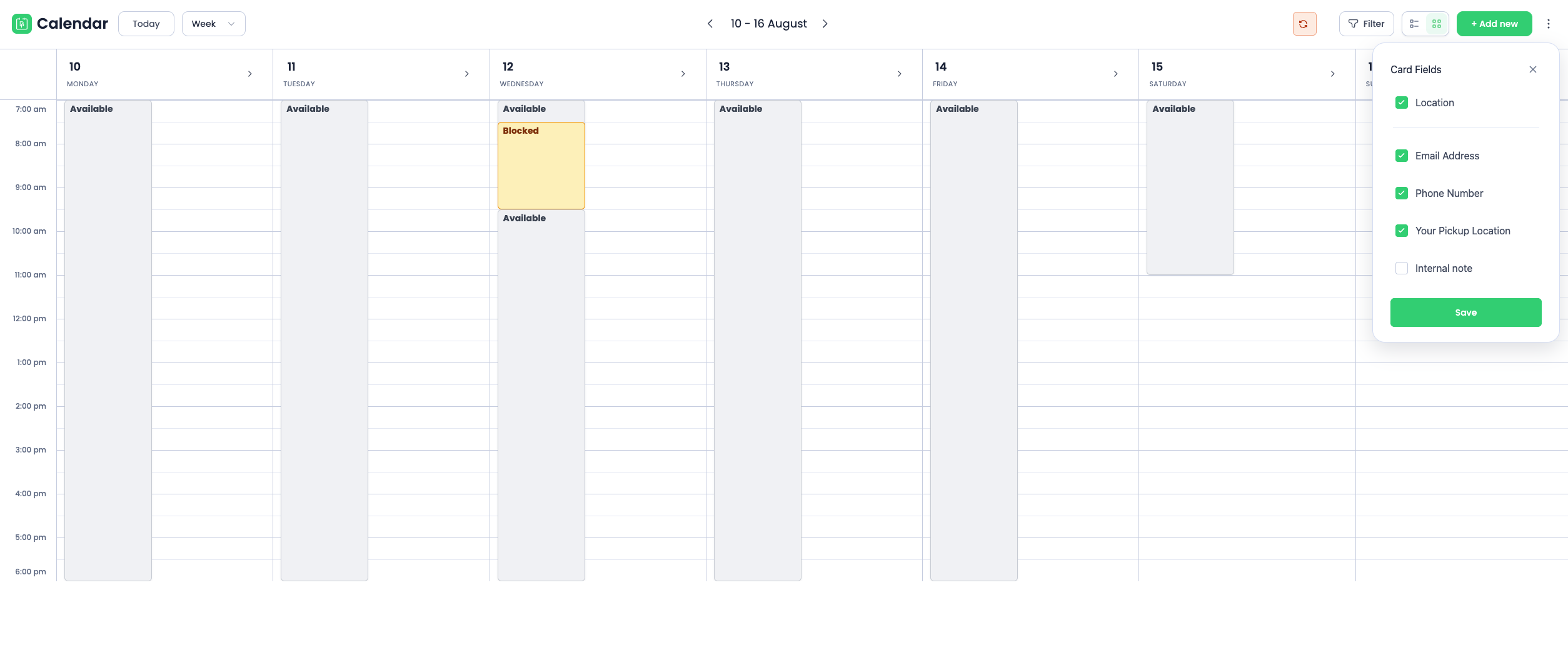 Appointment filters and location multi-select.