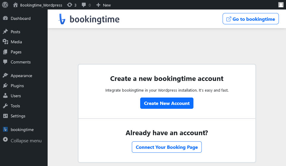 This screenshot shows page 1 after succesfull installing the plugin.