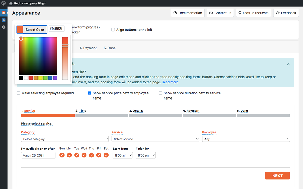 Frontend form customization: editable texts for all elements of the form