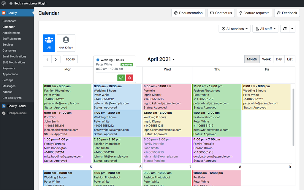 Color-coding services in Bookly Calendar