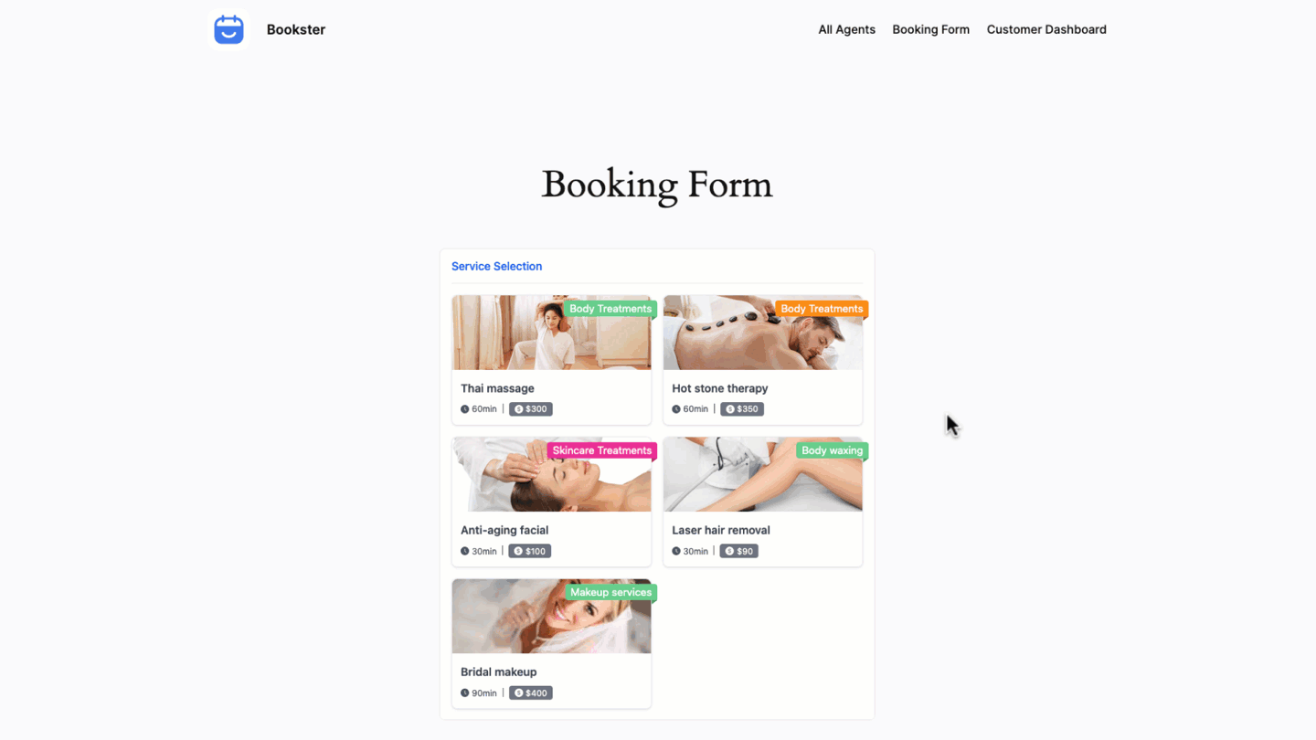 User-friendly booking form