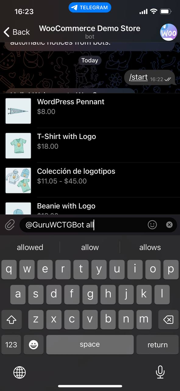 Bot for Telegram on WooCommerce