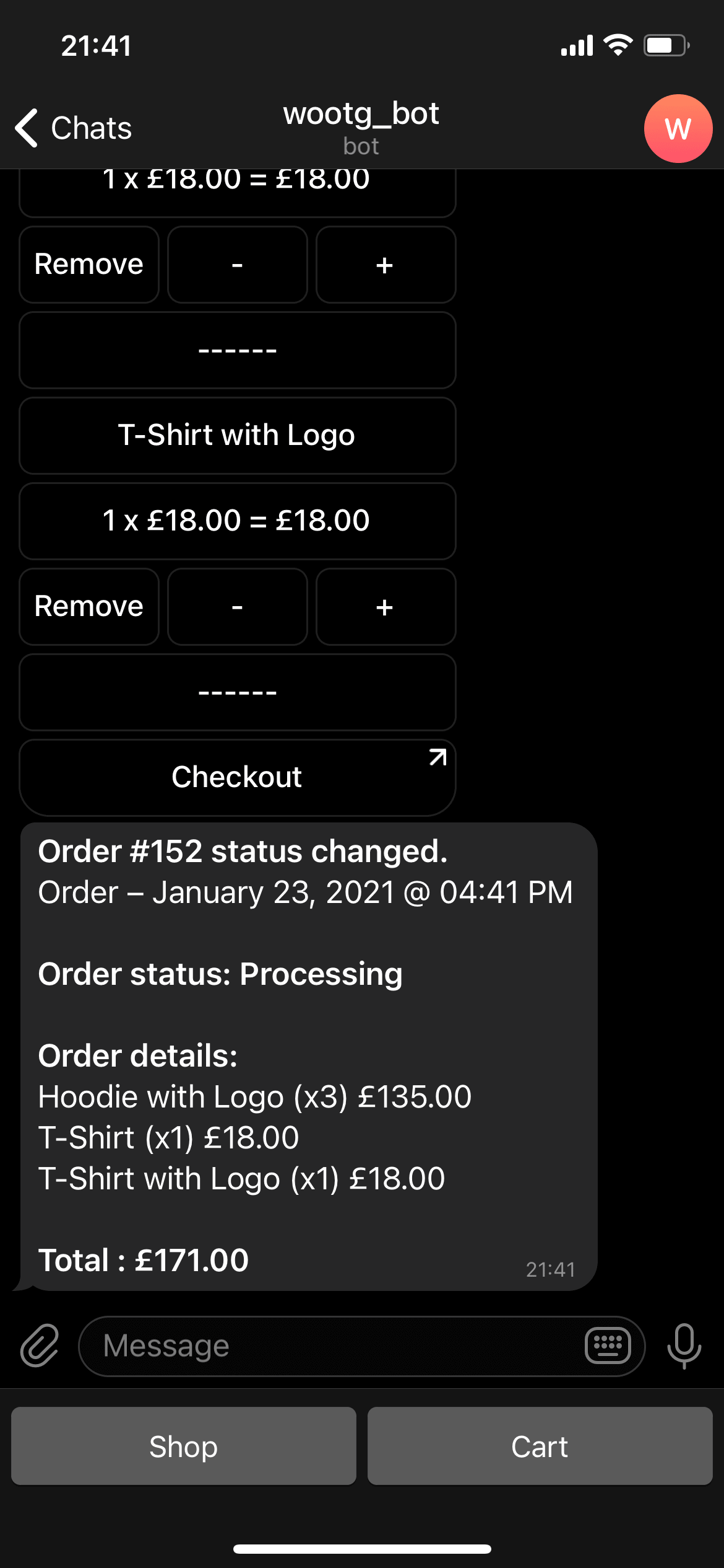 Bot for Telegram on WooCommerce