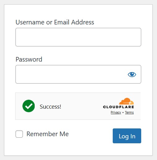 WordPress login form example.