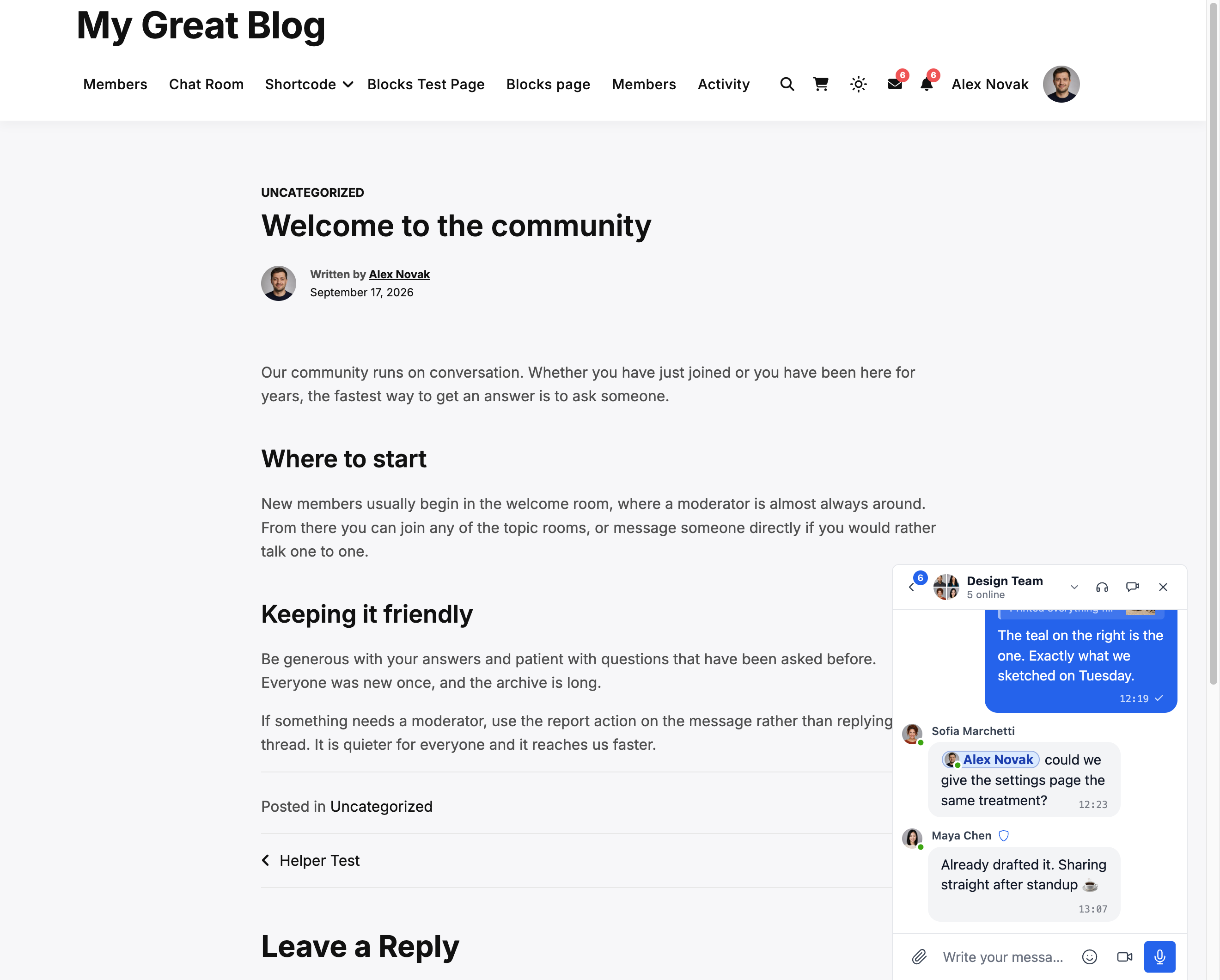 Mini chat window that follows members across your whole WordPress site