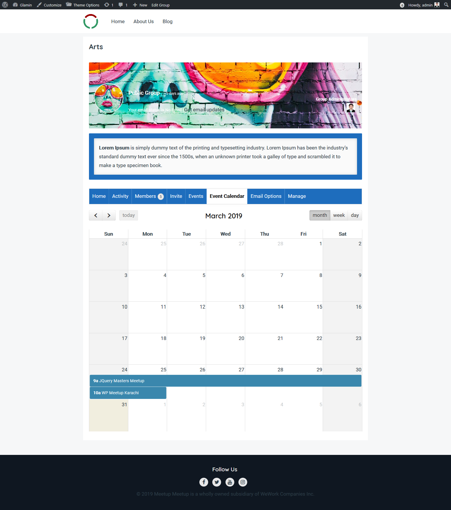 <p>This is event calendar by group</p>