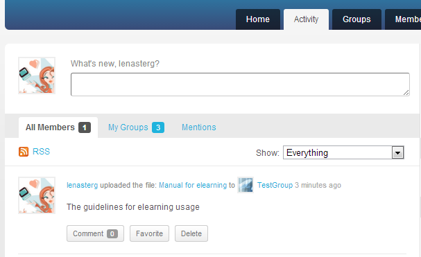 Ties into site activity stream (for public groups only)