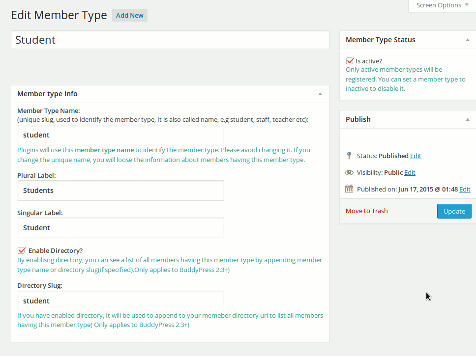 BuddyPress Member Type Generator